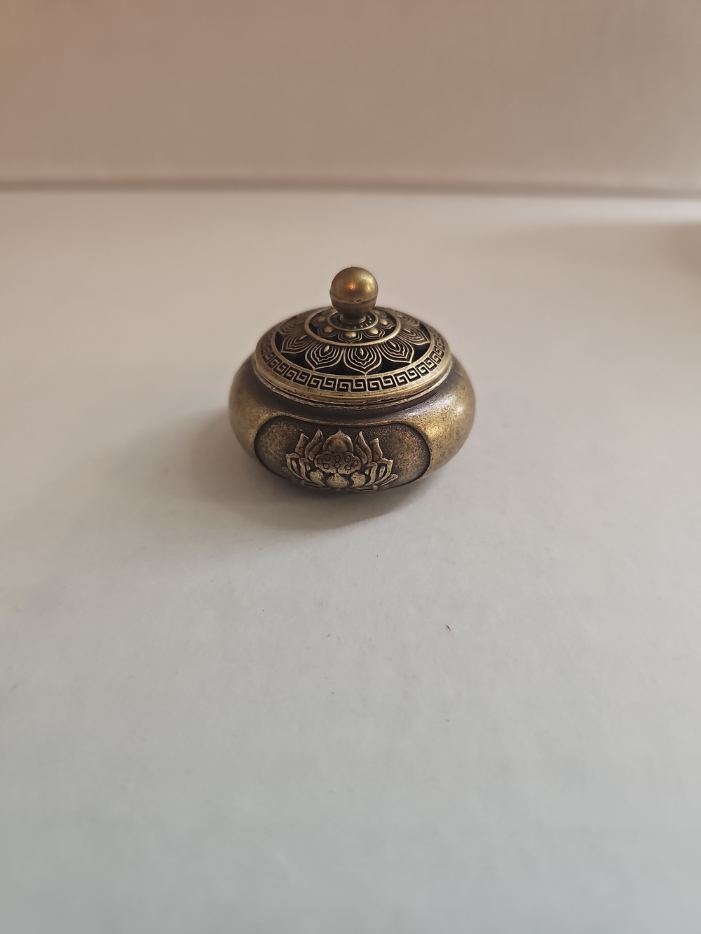 Antique Brass Lotus Decorative Trinket Box - Home Accents